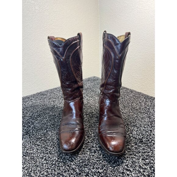 Vintage Dan Post Mens Size 10B Brown Spanish Leather Western Cowboy Rodeo Boots - Picture 6 of 16